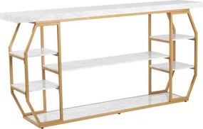 VEVOR 3 Tiers Marble Console Table Modern Golden Geometric Large Console Table