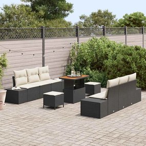 vidaXL Σετ Καναπέ Κήπου με μαξιλάρι 9 pcs Μαύρο Πολυ ράταν