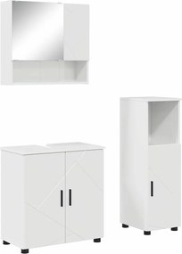 vidaXL Σετ Επίπλων Μπάνιου Επιτοίχιο 3 pcs Υψηλής γυαλάδας λευκό