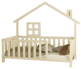 Children&#039;s bed Amias pine wood natural 90x190cm 198x98x171 εκ.