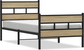 vidaXL Σκελετός Κρεβ. Χωρίς Στρώμα Sonoma Δρυς 100x190 εκ. Μεταλλικό