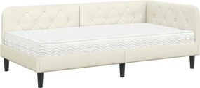 vidaXL Κρεβάτι Γωνίας Κρεμ 100 x 200 cm Βελούδο