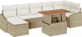 vidaXL Σετ Καναπέ Κήπου με αποθήκευση 8 pcs Μπεζ Πολυ ράταν