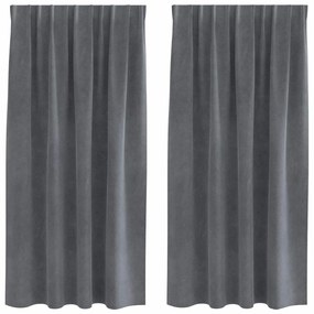 vidaXL Κουρτίνες με κουρτίνες 2 pcs Ανοιχτό γκρι 140 x 175 cm Βελούδο