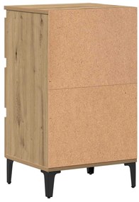 vidaXL Ντουλάπι κρεβατιού με μεταλλικά πόδια Artisan Oak 40x35x69 cm