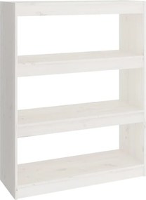 vidaXL Βιβλιοθήκη/Διαχωριστικό Χώρου Λευκή 80x30x103,5 εκ. Μασίφ Πεύκο