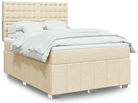 vidaXL Κρεβάτι Boxspring με Στρώμα Κρεμ 140x200 εκ. Υφασμάτινο