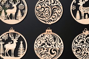 Σετ των 3 Intra απο ξύλο plywood 3mm-4mm πάχος Χριστουγεννιάτικο στολίδι Δίασταση 8x8 cm INTRAFABR-107636976