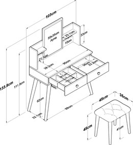 Τουαλέτα Μακιγιάζ Λευκό BUREFLO 103x40x133.8