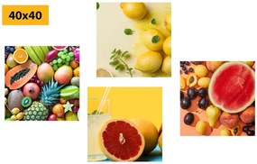 Σετ εικόνων πολύχρωμα φρούτα - 4x 60x60