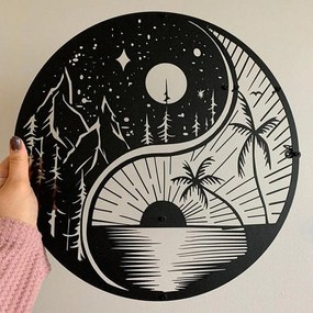 Intra απο ξύλο plywood 3mm-4mm πάχος - Yin Yang Sun Moon Διακόσμηση τοίχου Δίασταση 30x30 cm Intraeaxys-078ym84o