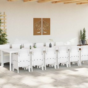 vidaXL Σέτ φαγητού για κήπο 13 pcs Λευκό Rattan Polt