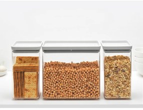 Κουτιά αποθήκευσης Brabantia Tasty+ Stackable 1008880, 2x1.6l+1x3.5l, BPA-free, Στεγανό κλείσιμο, Ανοιχτό γκρι