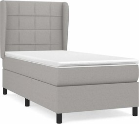 vidaXL Κρεβάτι Boxspring με Στρώμα Ανοιχτό Γκρι 80x200 εκ. Υφασμάτινο