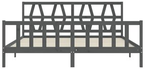 vidaXL Πλαίσιο Κρεβατιού με Κεφαλάρι Γκρι 200x200 εκ. Μασίφ Ξύλο