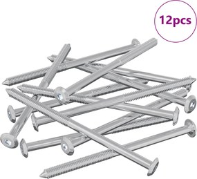 vidaXL Βίδες επίπλων 12 pcs Ασημί M6 x 100 χιλ. Ατσάλι