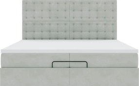 VidaXL Οθωμανικό κρεβάτι με στρώματα & LEDs Ανοιχτό γκρι Βελούδο
