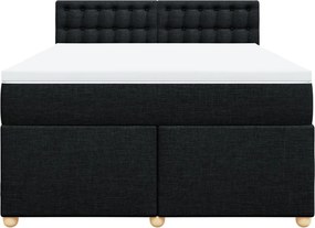 vidaXL Κρεβάτι Boxspring με Στρώμα Μαύρο 140x200 εκ. Υφασμάτινο