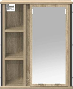 vidaXL Ντουλάπι Μπάνιου με Καθρέφτη Sonoma δρυς 50x21x60 εκ.