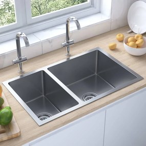 vidaXL Νεροχύτης Κουζίνας από Ανοξείδωτο Ατσάλι