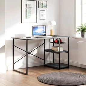 Stewehome Γραφείο με Ράφι Μεταλλικά Πόδια / Καπνί 60x120 cm