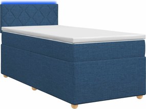 vidaXL Κρεβάτι box spring με στρώμα Μπλε 90 x 200 cm Ύφασμα