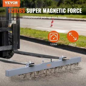 VEVOR 84in Hanging Magnet Magnetic Sweeper Tool 120lbs Lifting Magnet for Forklift