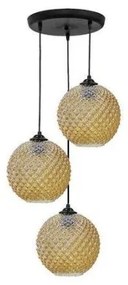 Κρεμαστό Φωτισιτκό Οροφής Γυαλί BALL GL-5010 3L PENDEL Heronia-02-0287-Μελί 02-0287