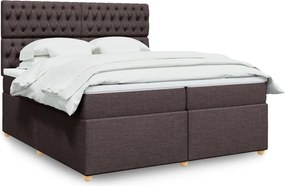 vidaXL Κρεβάτι Boxspring με Στρώμα Σκούρο Καφέ 200x200 εκ. Υφασμάτινο