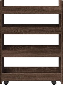 vidaXL Τρόλεϊ Αποθήκευσης Στενό 4 Επιπέδων Καφέ Δρυς Επεξ. Ξύλο