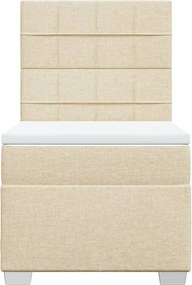 vidaXL Κρεβάτι Boxspring με Στρώμα Κρεμ 100 x 200 εκ. Υφασμάτινο