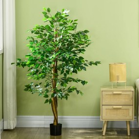 Τεχνητό δέντρο Ficus, ρεαλιστικό, ύψος 150 cm, με γλάστρα, Πράσινο