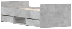 Πλαίσιο Κρεβατιού με Κεφαλάρι/Ποδαρικό Γκρι Σκυροδεμ. 75x190εκ - Γκρι