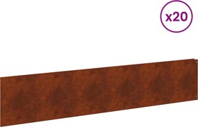 vidaXL Περίγραμμα γκαζόν 20 τμχ. 100 x 22 εκ Ατσάλι Σκ rusty