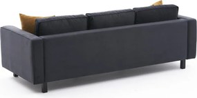 Τριθέσιος Καναπές Ανθρακί KALE VELVET 91x222x83