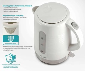 BRUNO βραστήρας νερού BRN-0142, 1.7L, 2200W, λευκό-γκρι