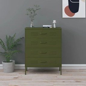 Συρταριέρα Πράσινο Λαδί 80 x 35 x 101,5 εκ. από Ατσάλι