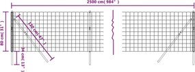vidaXL Συρματόπλεγμα Περίφραξης Ανθρακί 0,8x25 μ. Γαλβανισμένο Ατσάλι