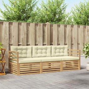 vidaXL Σειρά Καναπέ Εξωτερικού 3 pcs Λευκό και Κρεμ Πολυεστέρας