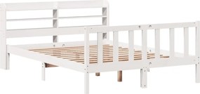 vidaXL Σκελετός Κρεβ. Χωρίς Στρώμα Λευκό 135x190 εκ Μασίφ Πεύκο
