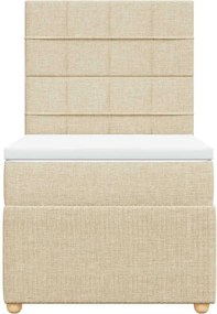 vidaXL Κρεβάτι Boxspring με Στρώμα Κρεμ 90x200 εκ.Υφασμάτινο