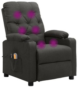 vidaXL Πολυθρόνα Μασάζ Ηλεκτρική Σκούρο Γκρι Υφασμάτινη