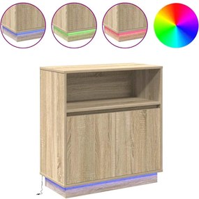 vidaXL Πλευρικό Τραπέζι LED Δρύς Sonoma 71 x 34,5 x 75 εκ.