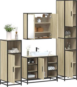 vidaXL Σετ Επίπλων Μπάνιου 4 Τεμαχίων Sonoma Δρυς Επεξεργασμένο Ξύλο