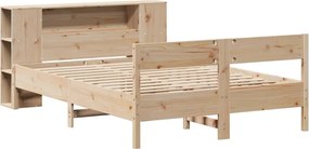 vidaXL Κρεβάτι Βιβλιοθήκη Χωρίς Στρώμα 140x200 εκ Μασίφ Ξύλο Πεύκο
