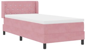 vidaXL Κρεβάτι Box Spring με Στρώμα  Ροζ 90x190 εκ. Βελούδο
