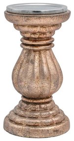 Κηροπήγιο γυάλινο FL2814 Fylliana Ρόζ με Μεταλλικό Φινίρισμα 10x20εκ. 10x10x20 εκ.