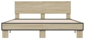 vidaXL Πλαίσιο Κρεβατιού Sonoma Δρυς 150x200 εκ. Επεξ. Ξύλο & Μέταλλο