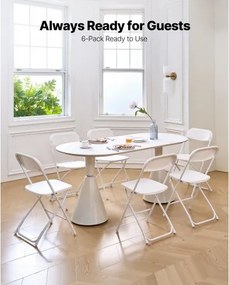 VEVOR 6 Pack Folding Chairs Portable Plastic Chairs with Heavy Duty Metal Frame