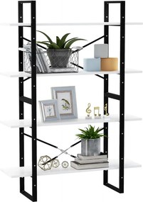 vidaXL Βιβλιοθήκη με 4 Ράφια Λευκή 100 x 30 x 140 εκ. από Επεξ. Ξύλο